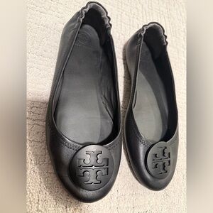Tory Burch Reva Travel Black Leather Flats